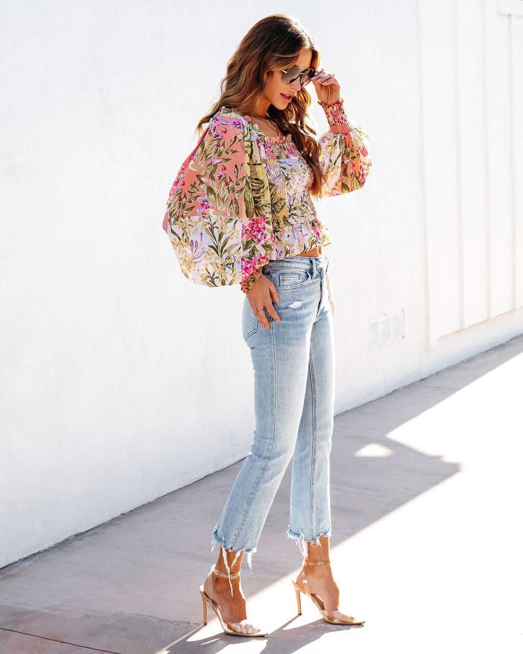 Fenix Floral Cotton Smocked Top - FINAL SALE sold by Vici product image thumbnail 5