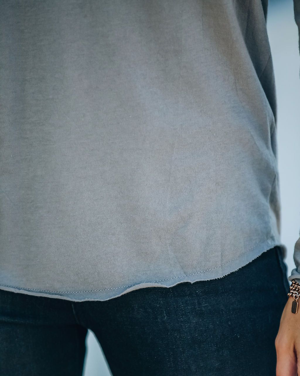 Unwritten Cotton Long Sleeve Tee - Light Grey - FINAL SALE sold by Vici product image thumbnail 4