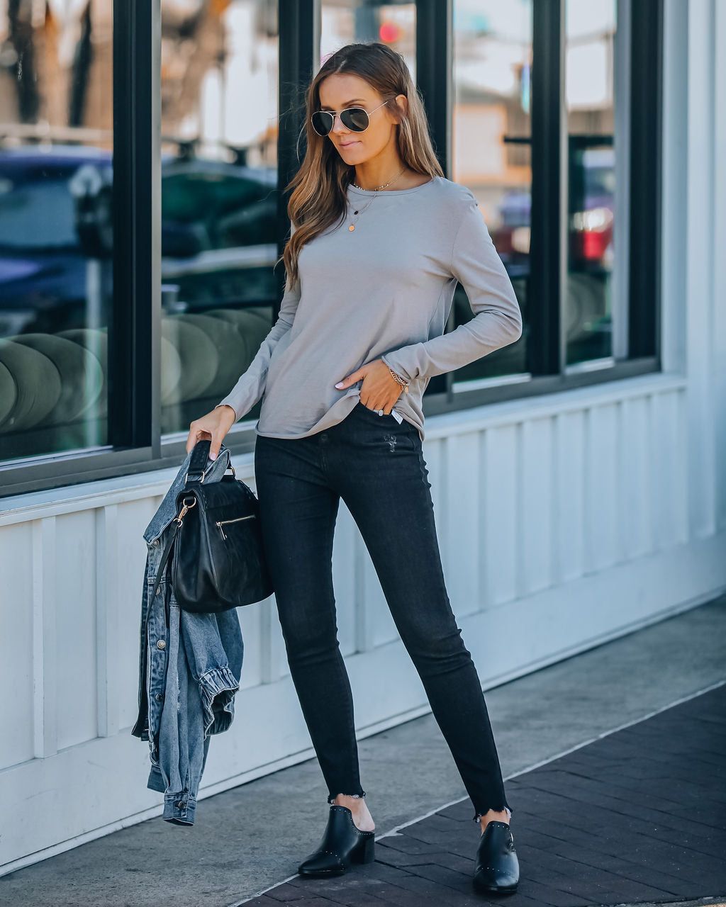 Unwritten Cotton Long Sleeve Tee - Light Grey - FINAL SALE sold by Vici product image thumbnail 10