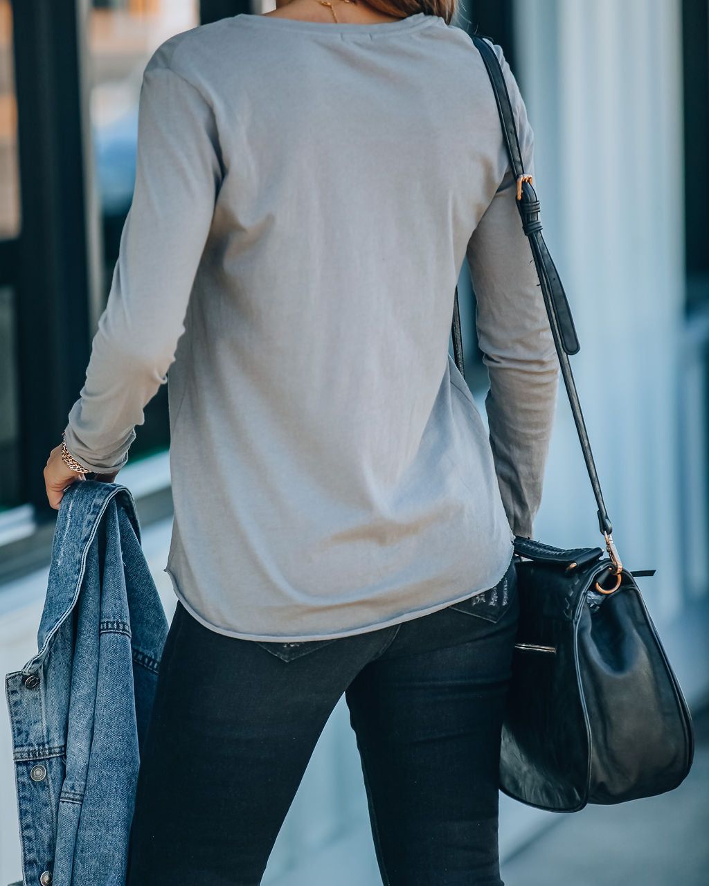 Unwritten Cotton Long Sleeve Tee - Light Grey - FINAL SALE sold by Vici product image thumbnail 2