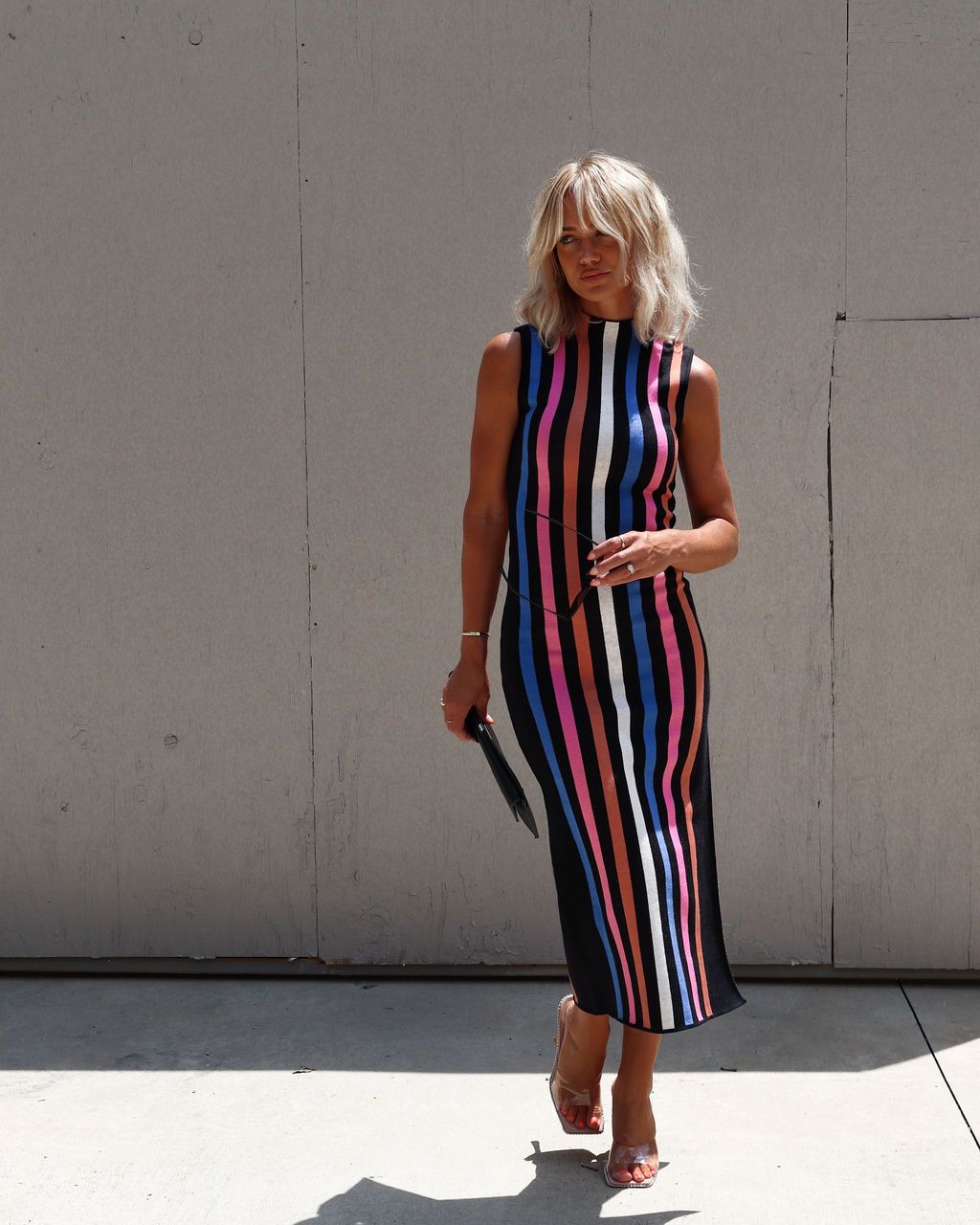 Elzada Striped Sweater Midi Dress - Black/Multi sold by Vici product image thumbnail 5