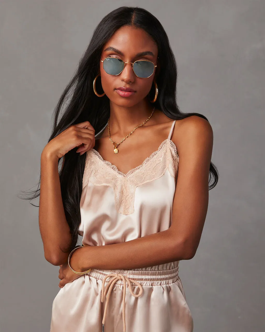 Fall & Femme Satin Drawstring Cargo Jumpsuit sold by Vici product image thumbnail 5