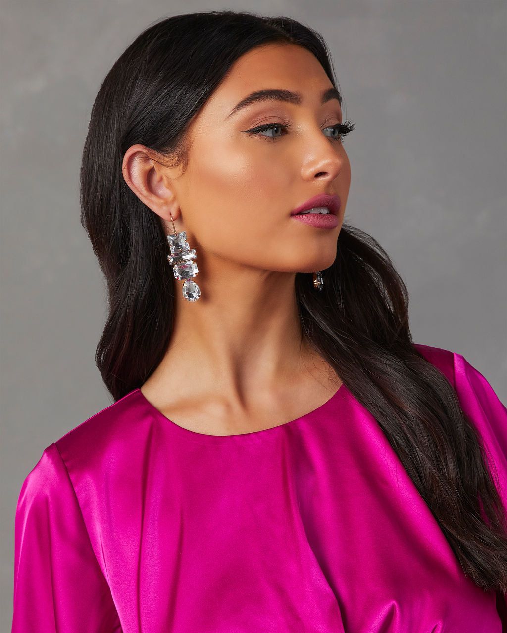 Deco Gem Drop Earrings - Clear sold by Vici product image thumbnail 3