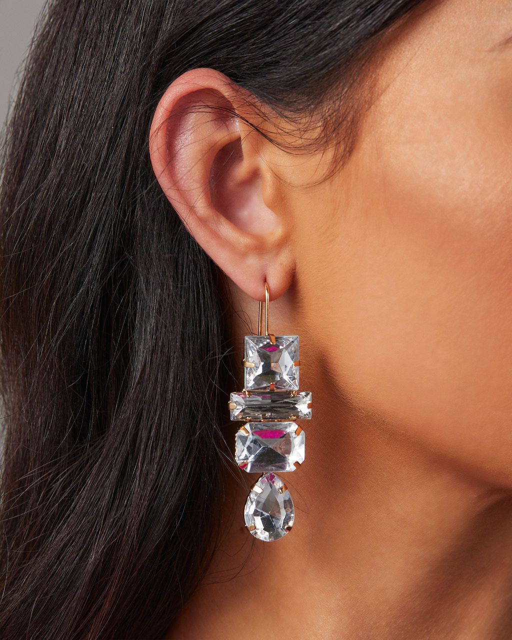 Deco Gem Drop Earrings - Clear sold by Vici product image thumbnail 2