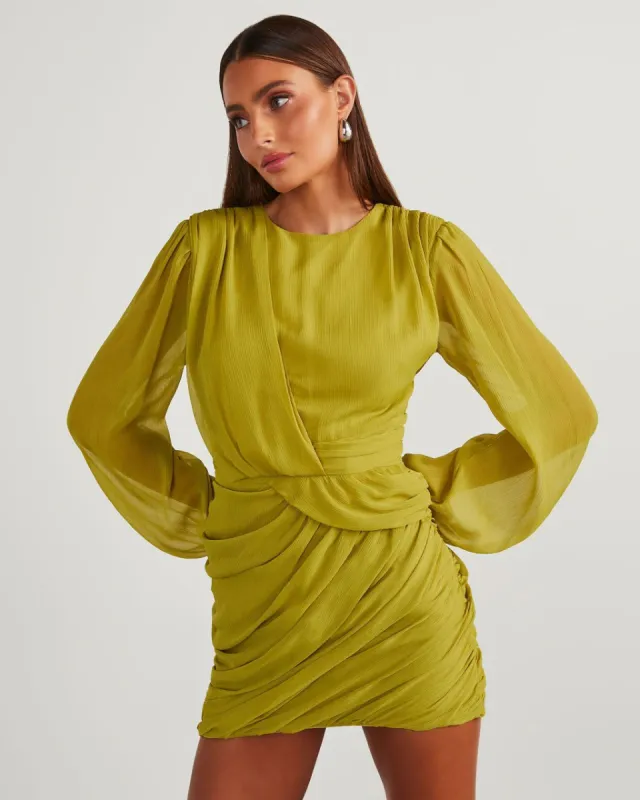 Delgado Long Sleeve Mini Dress - Lime sold by Vici
