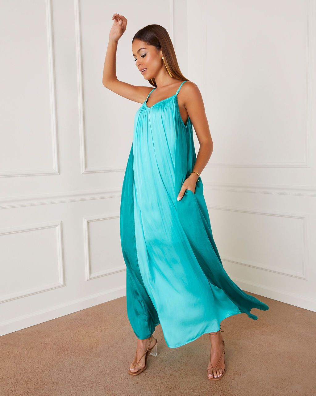 Pomelo Colorblock Plisse Maxi Dress sold by Vici product image thumbnail 4