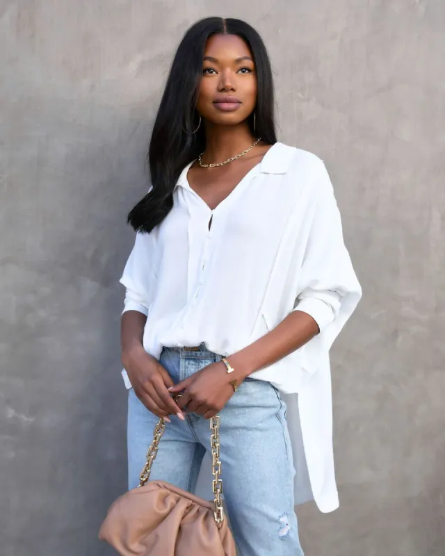 Shelton Oversized Button Down Top - White - FINAL SALE sold by Vici
