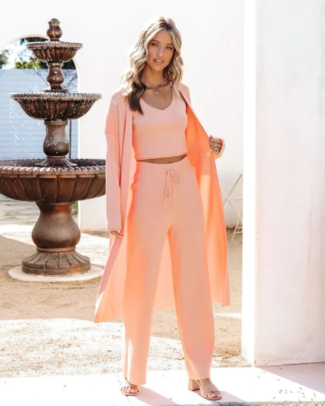 Effortlessly Chic Ribbed Open Front Cardigan - Peach - FINAL SALE sold by Vici