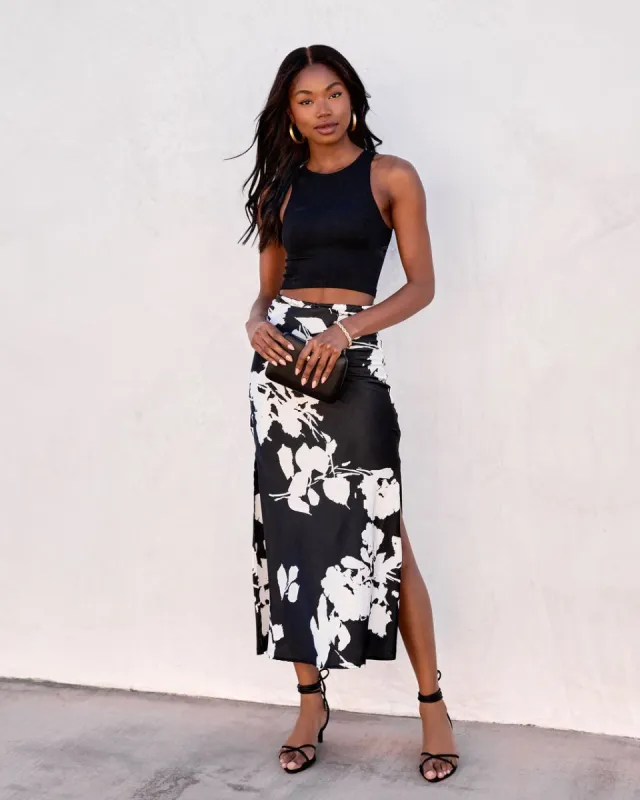 Eva Satin Printed Maxi Skirt sold by Vici