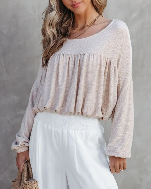 Adina Textured Long Sleeve Top - Taupe - FINAL SALE sold by Vici