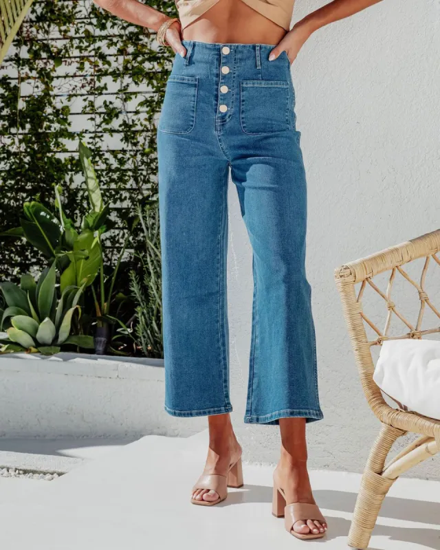 Bon Voyage High Rise Crop Wide Leg Jeans sold by Vici