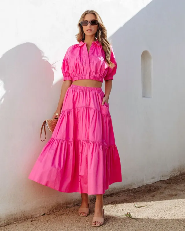 Sunny Meadow Tiered Midi Skirt - Hot Pink - FINAL SALE sold by Vici