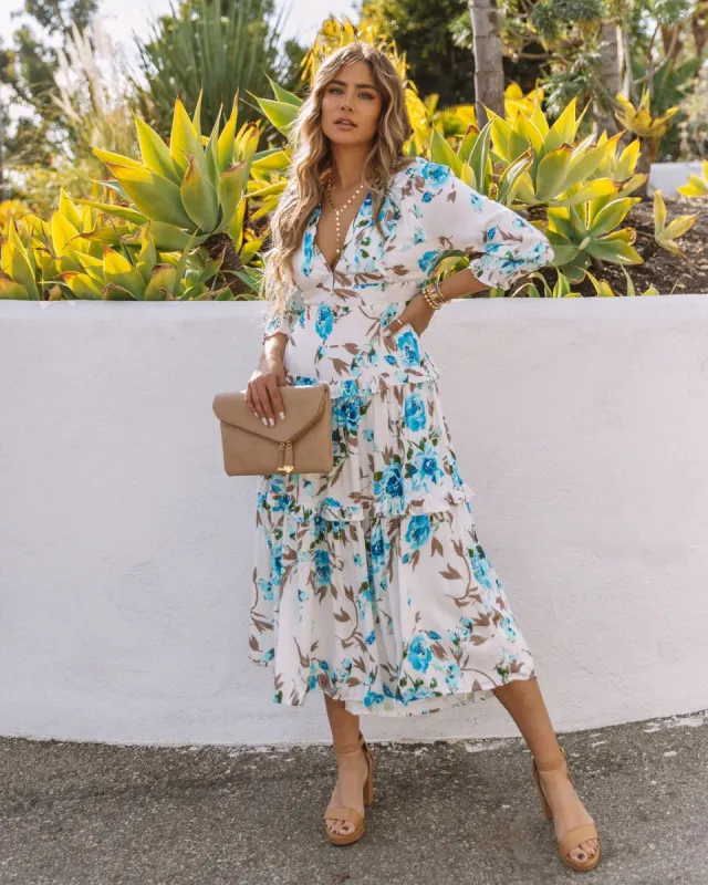 Follow Through Floral Tiered Midi Dress - FINAL SALE sold by Vici