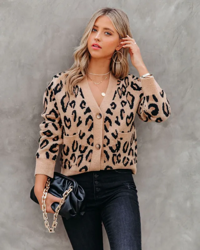 Lorenza Pocketed Button Front Leopard Cardigan - FINAL SALE sold by Vici