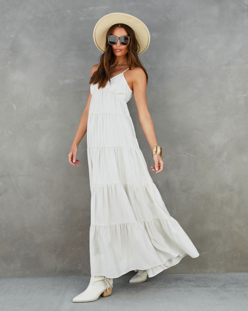 Suzzy Tiered Pocketed Maxi Dress - Ecru - FINAL SALE sold by Vici product image thumbnail 5