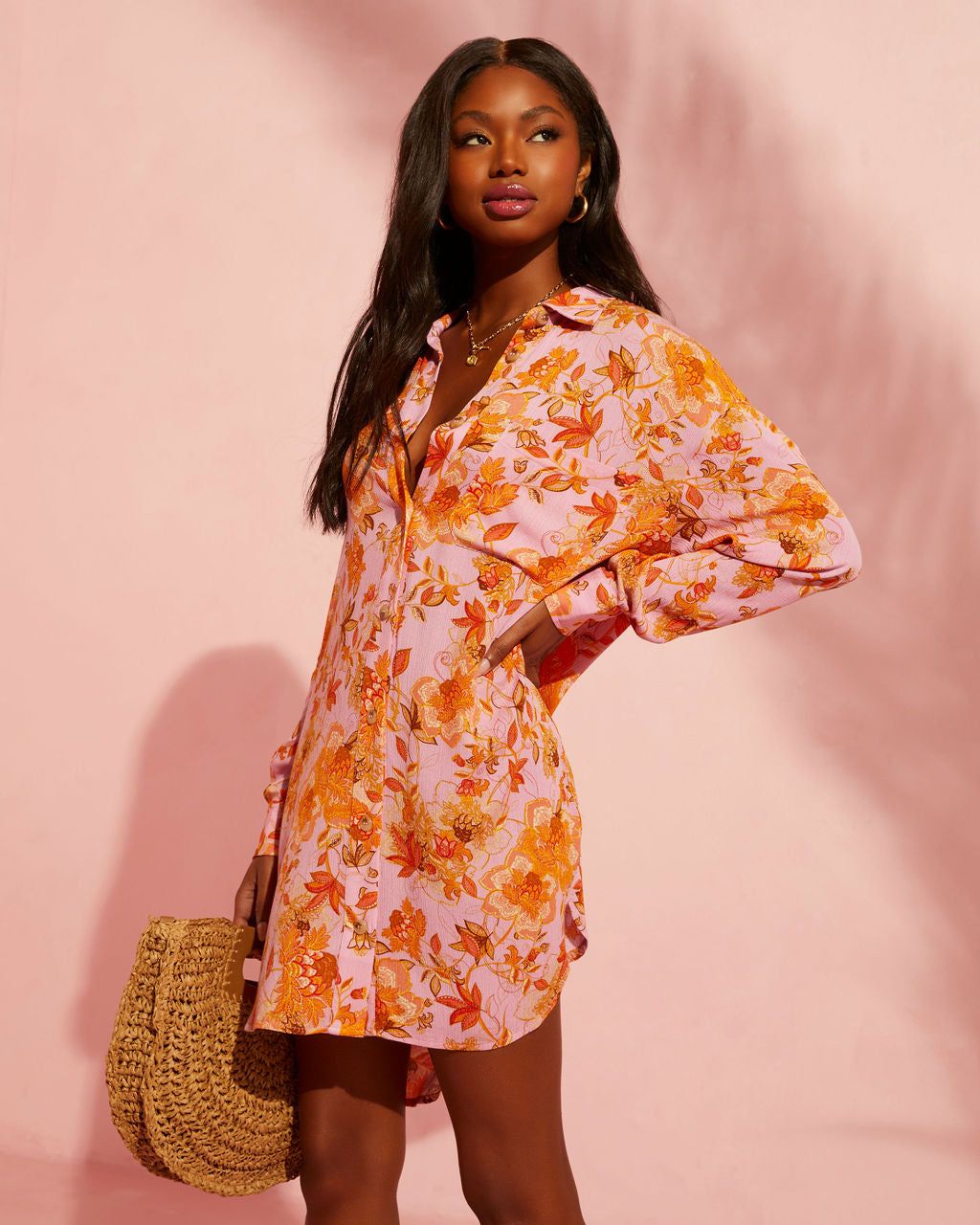 Queen Retro Floral Printed Shirt Dress - SALE sold by Vici product image thumbnail 2