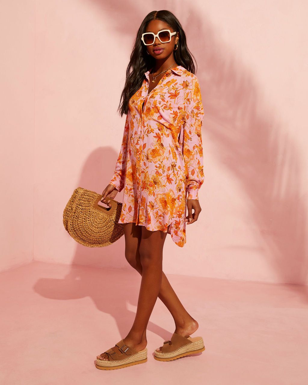 Queen Retro Floral Printed Shirt Dress - SALE sold by Vici product image thumbnail 3