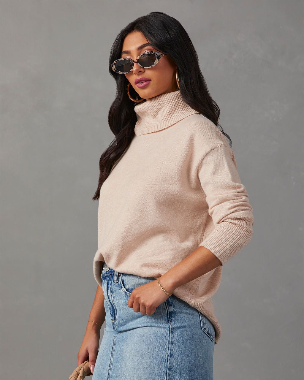 Faith Turtleneck Knit Sweater - Beige sold by Vici product image thumbnail 3
