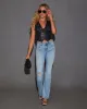 Kerra Mid Rise Distressed Bootcut Jeans sold by Vici