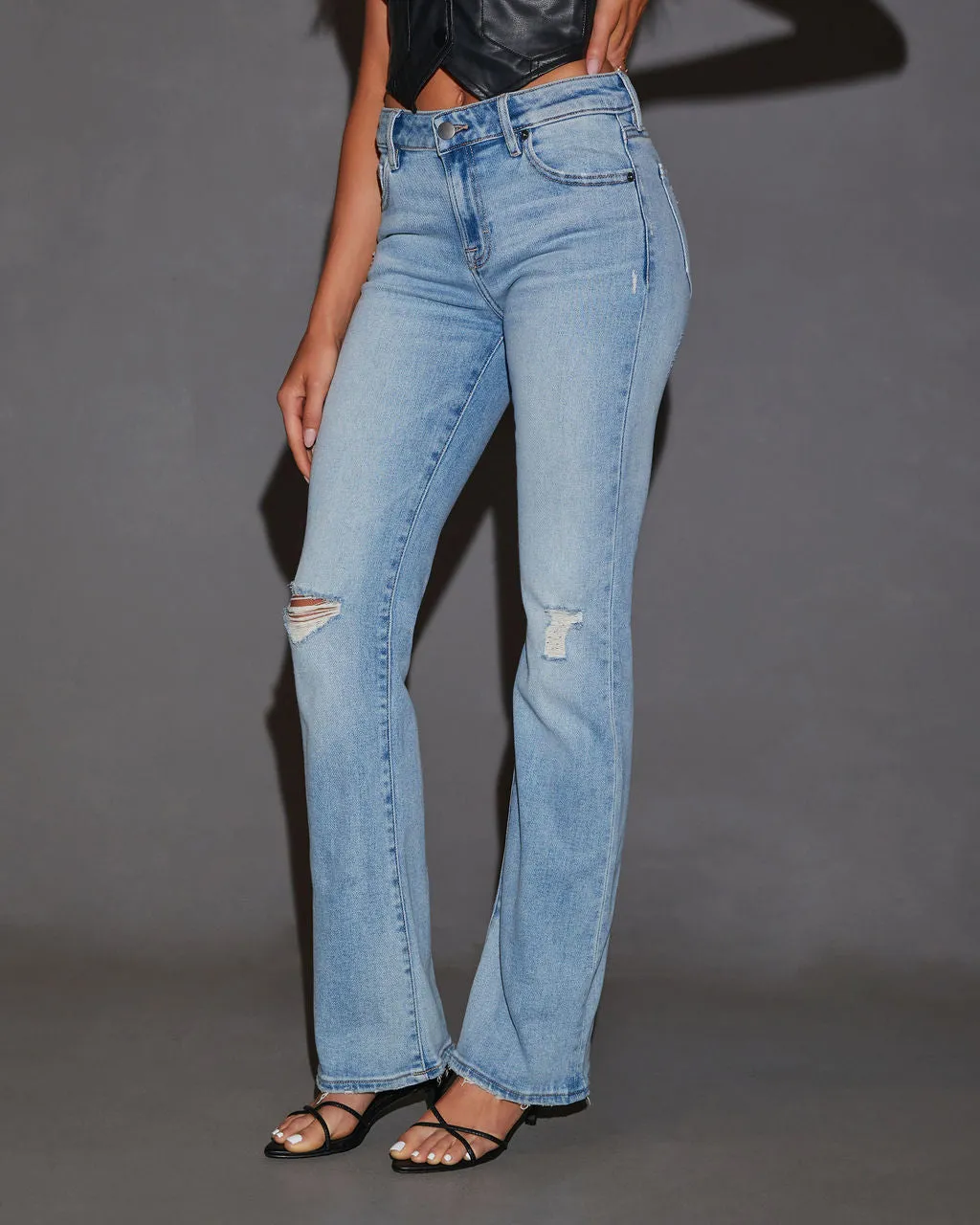 Kerra Mid Rise Distressed Bootcut Jeans sold by Vici product image thumbnail 3