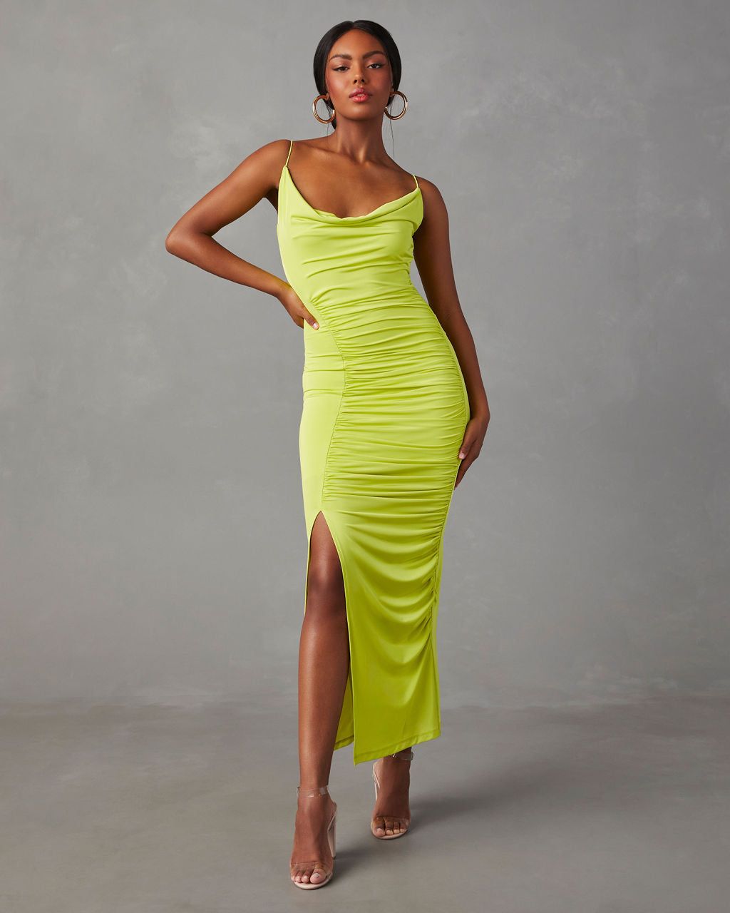 Kiele Ruched Maxi Dress - Kiwi - FINAL SALE sold by Vici