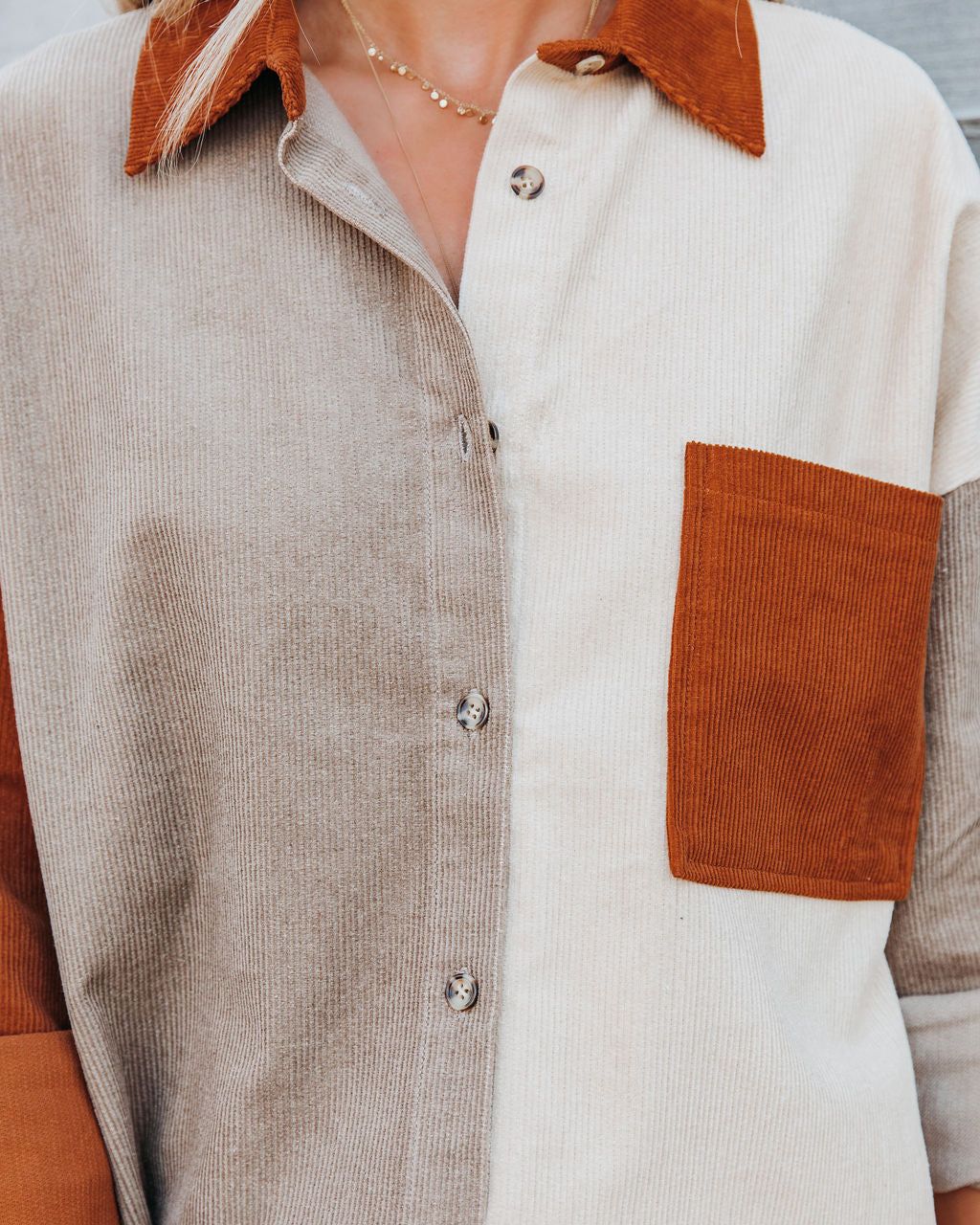 Mav Cotton Corduroy Colorblock Shacket - FINAL SALE sold by Vici product image thumbnail 4