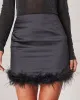 Felicity Feather Trim Satin Mini Skirt sold by Vici