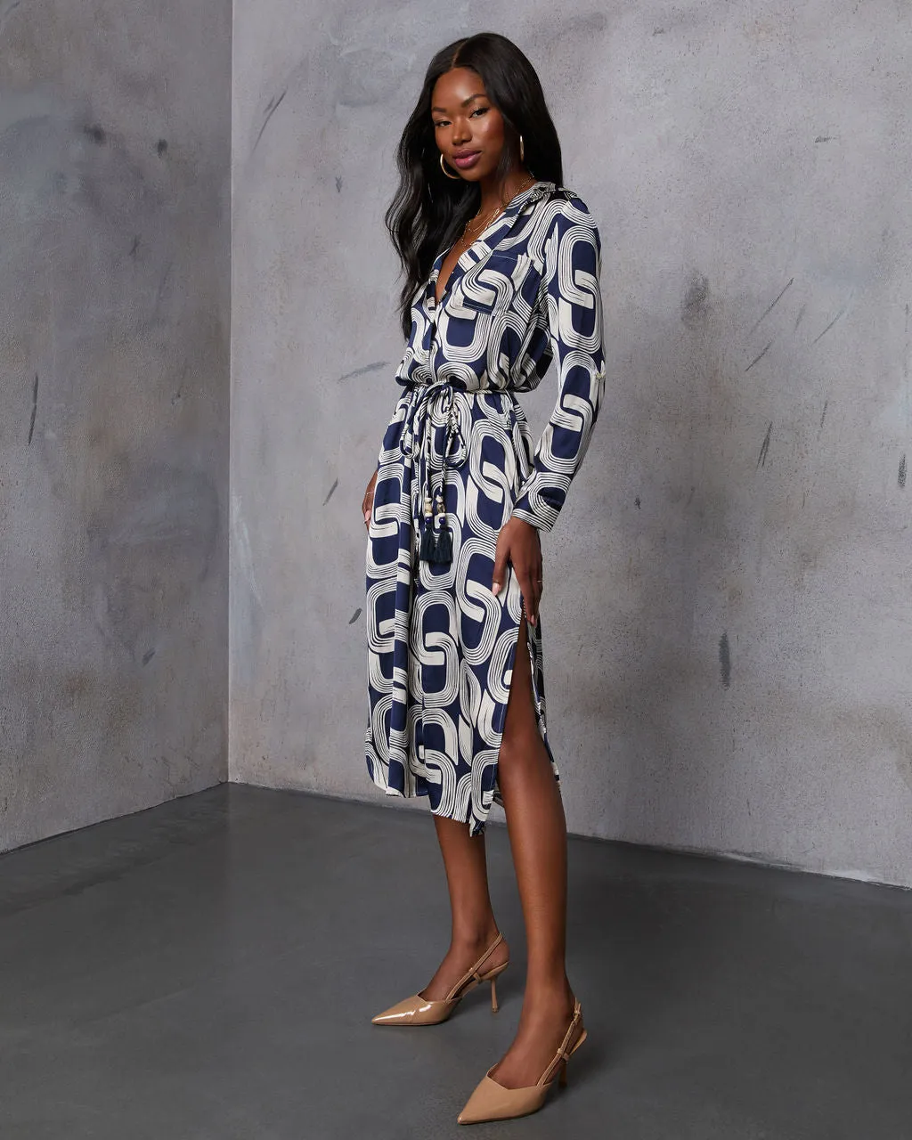 Chantel Waist Tie Printed Midi Dress sold by Vici product image thumbnail 3
