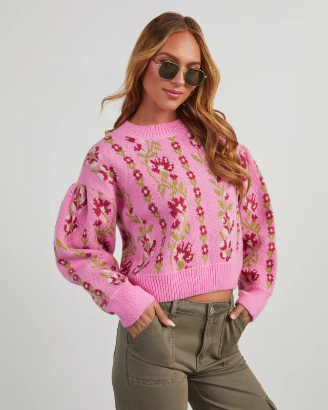 Adalia Floral Knit Sweater sold by Vici
