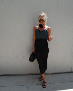 Halliwell Satin Cowl Neck Bodysuit - Hunter Green - SALE sold by Vici