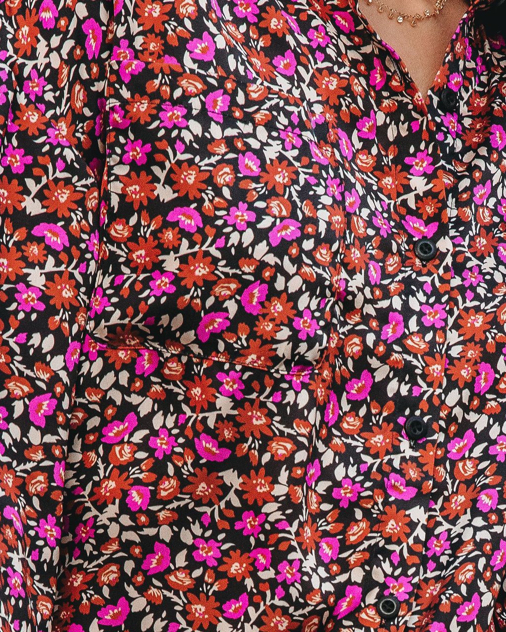 Freda Floral Satin Button Down Top - FINAL SALE sold by Vici product image thumbnail 4