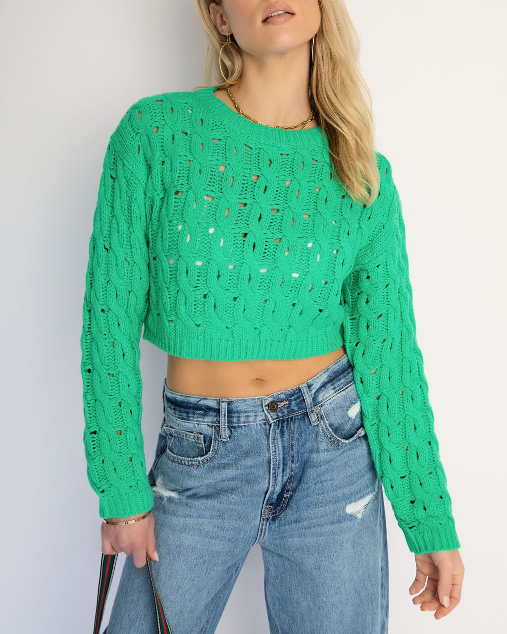 Helsa Cropped Knit Sweater sold by Vici product image thumbnail 2