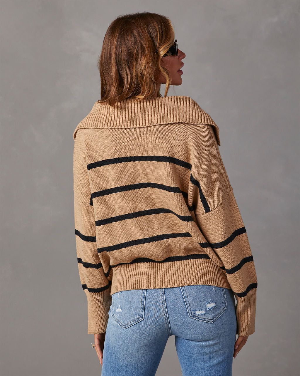 Jessie Striped Knit Collared Pullover Sweater sold by Vici product image thumbnail 4