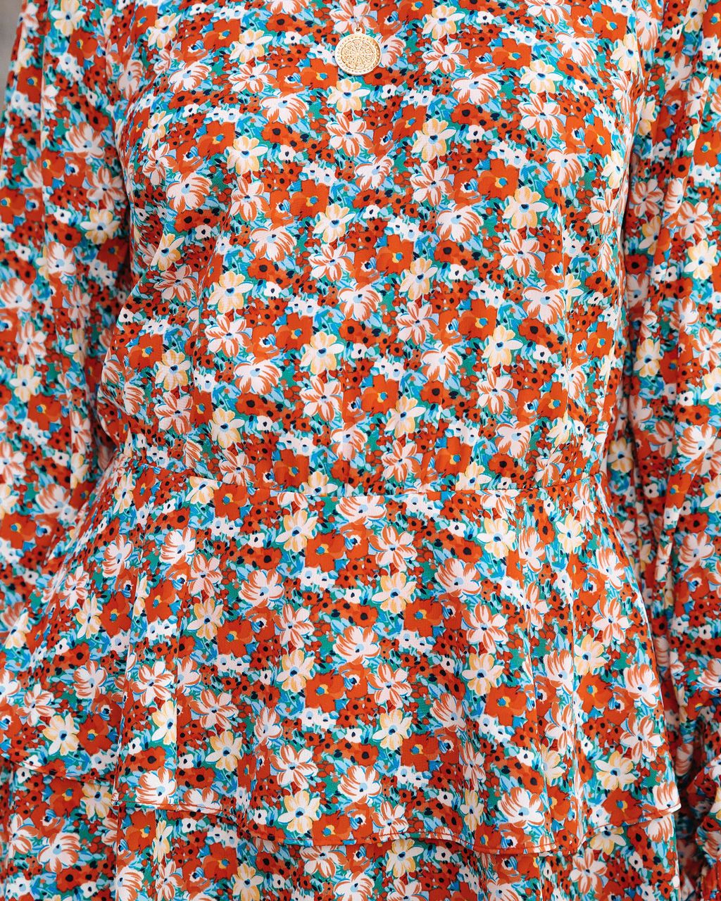 Toran Floral Ruffle Tiered Romper sold by Vici product image thumbnail 4