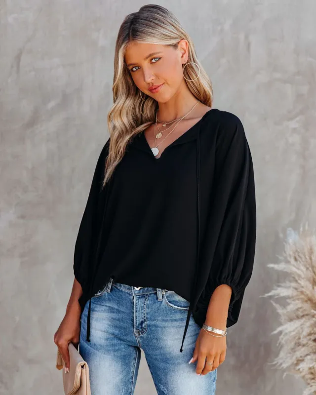 Shary Split Neck Blouse - Black - FINAL SALE sold by Vici