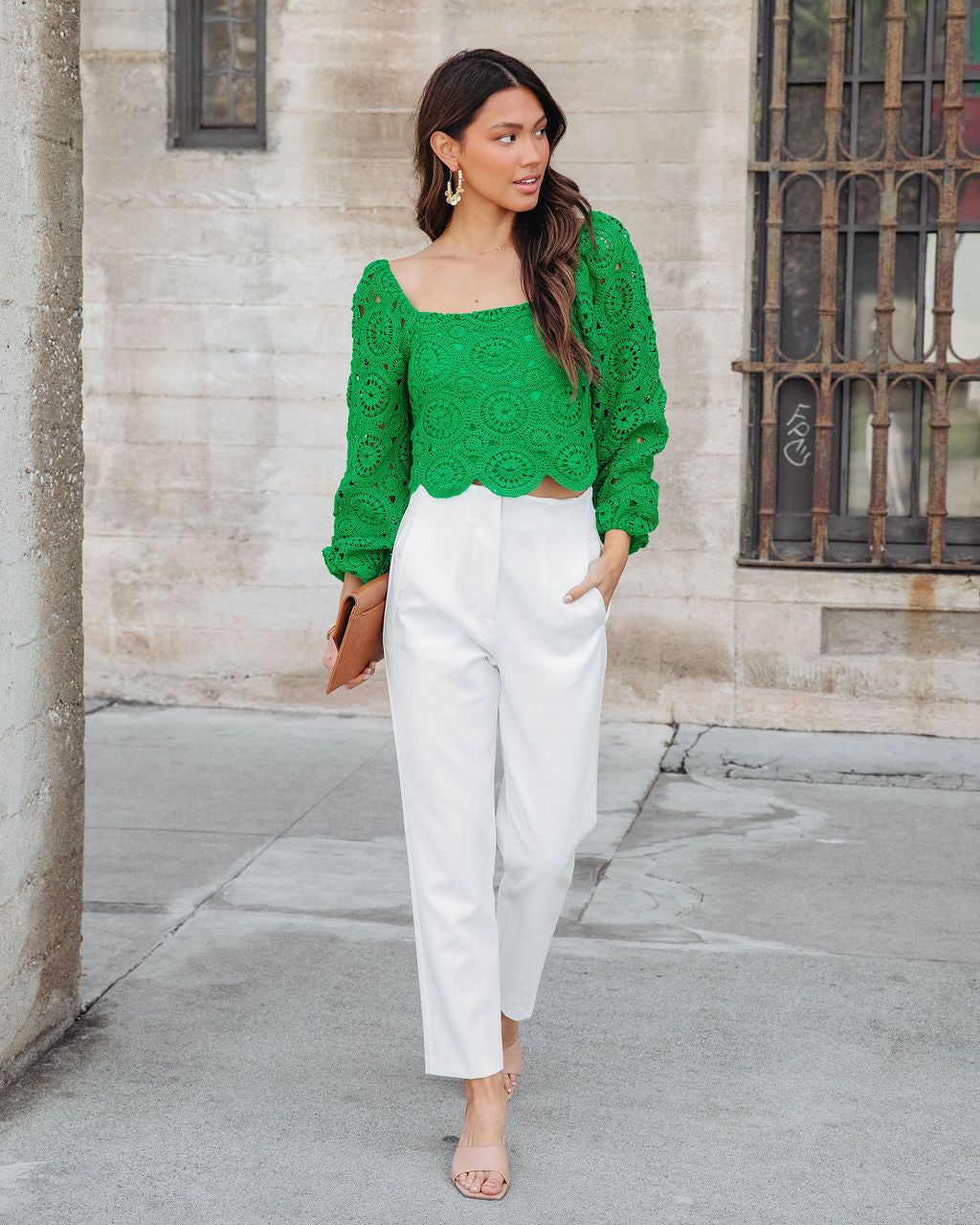 Klarissa Crochet Scalloped Hem Top - Green - FINAL SALE sold by Vici product image thumbnail 6