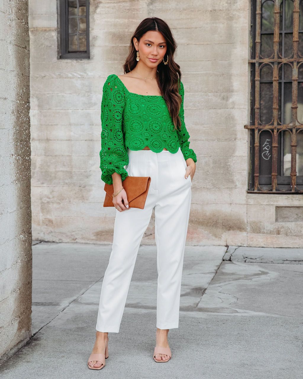 Klarissa Crochet Scalloped Hem Top - Green - FINAL SALE sold by Vici product image thumbnail 3