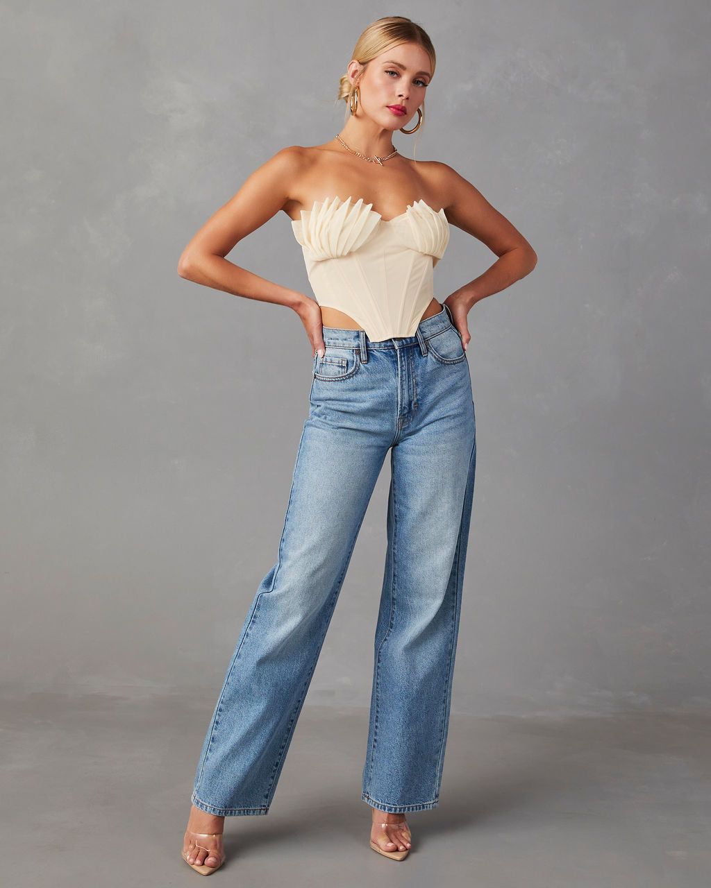 Melyssa Strapless Mesh Corset Top - Cream - FINAL SALE sold by Vici product image thumbnail 5