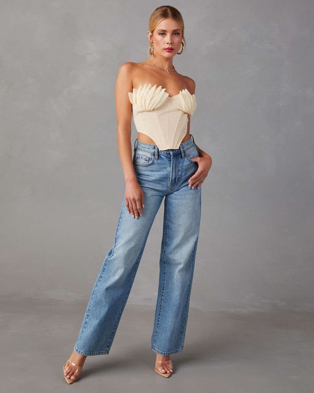 Melyssa Strapless Mesh Corset Top - Cream - FINAL SALE sold by Vici product image thumbnail 6