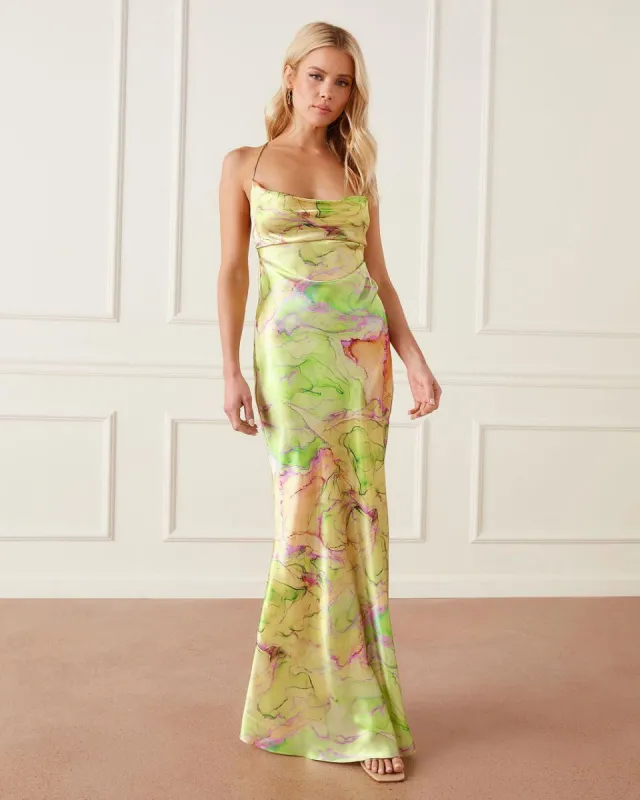 Giovanni Lace Up Back Maxi Dress - Green - FINAL SALE sold by Vici