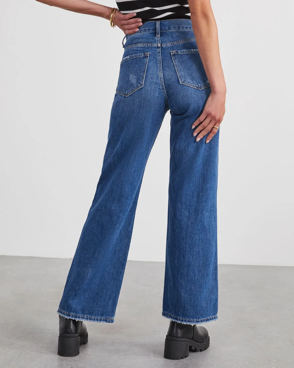 Provo High Rise Asymmetrical Waist Wide Leg Jeans sold by Vici product image thumbnail 4