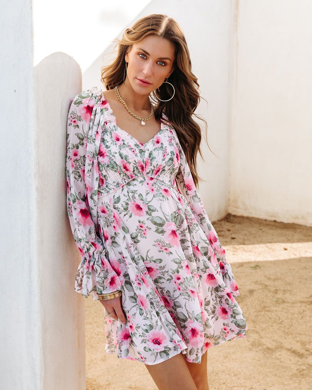 Shower Me In Florals Smocked Mini Dress - FINAL SALE sold by Vici product image thumbnail 6