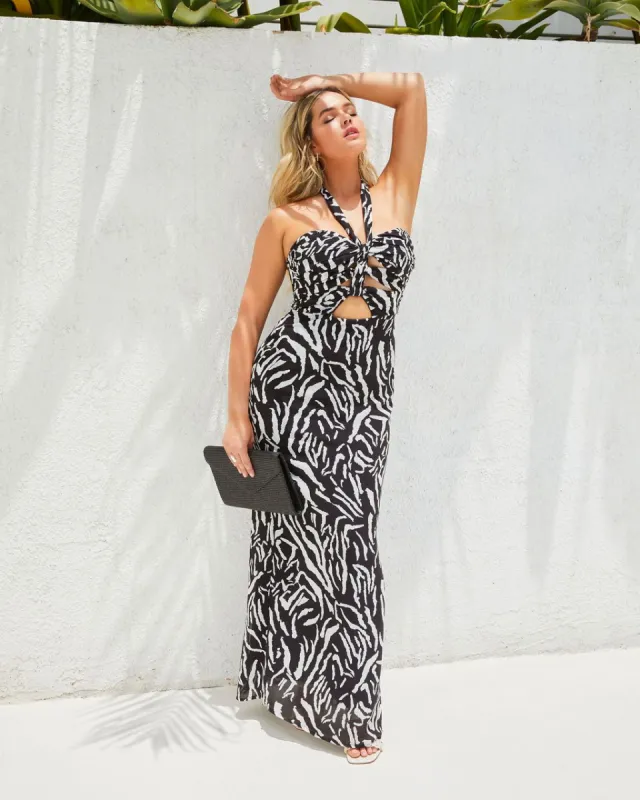 My Wild Side Halter Cutout Maxi Dress sold by Vici