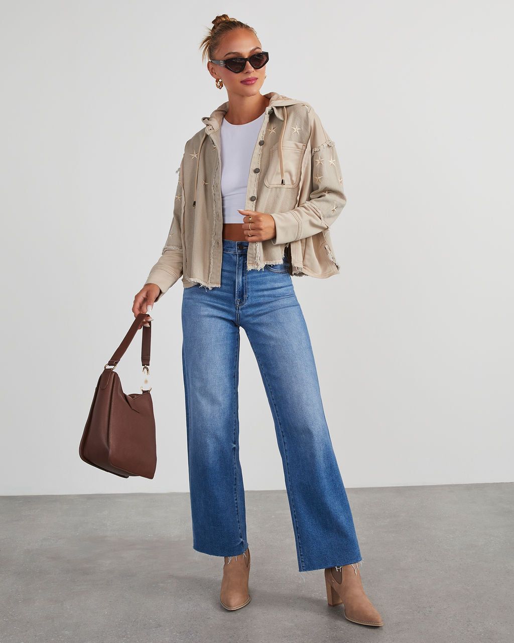 Mallory Lightweight Hooded Button Up Jacket - Taupe sold by Vici product image thumbnail 6