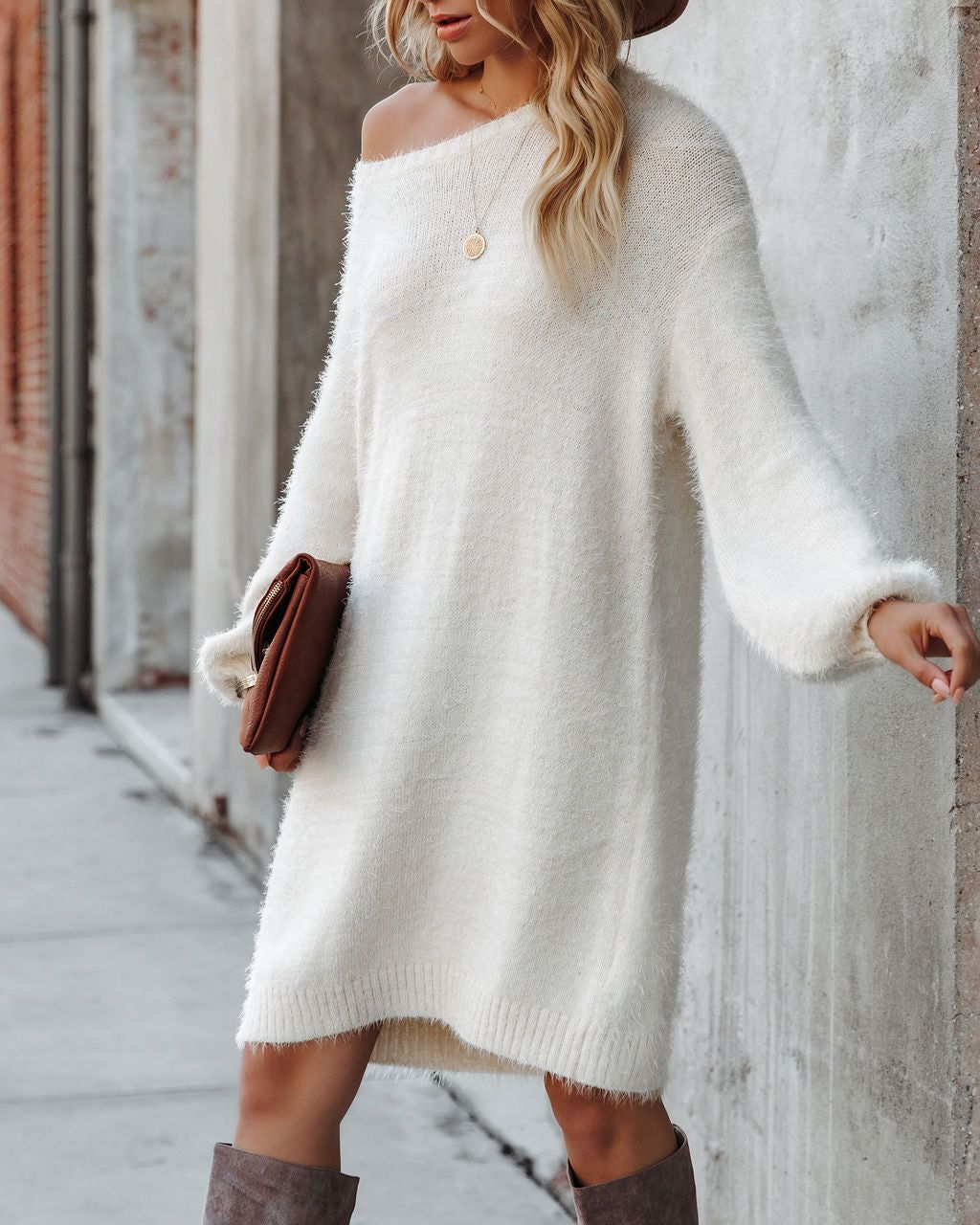 So In Love Knit Sweater Dress - Ivory - FINAL SALE sold by Vici product image thumbnail 6