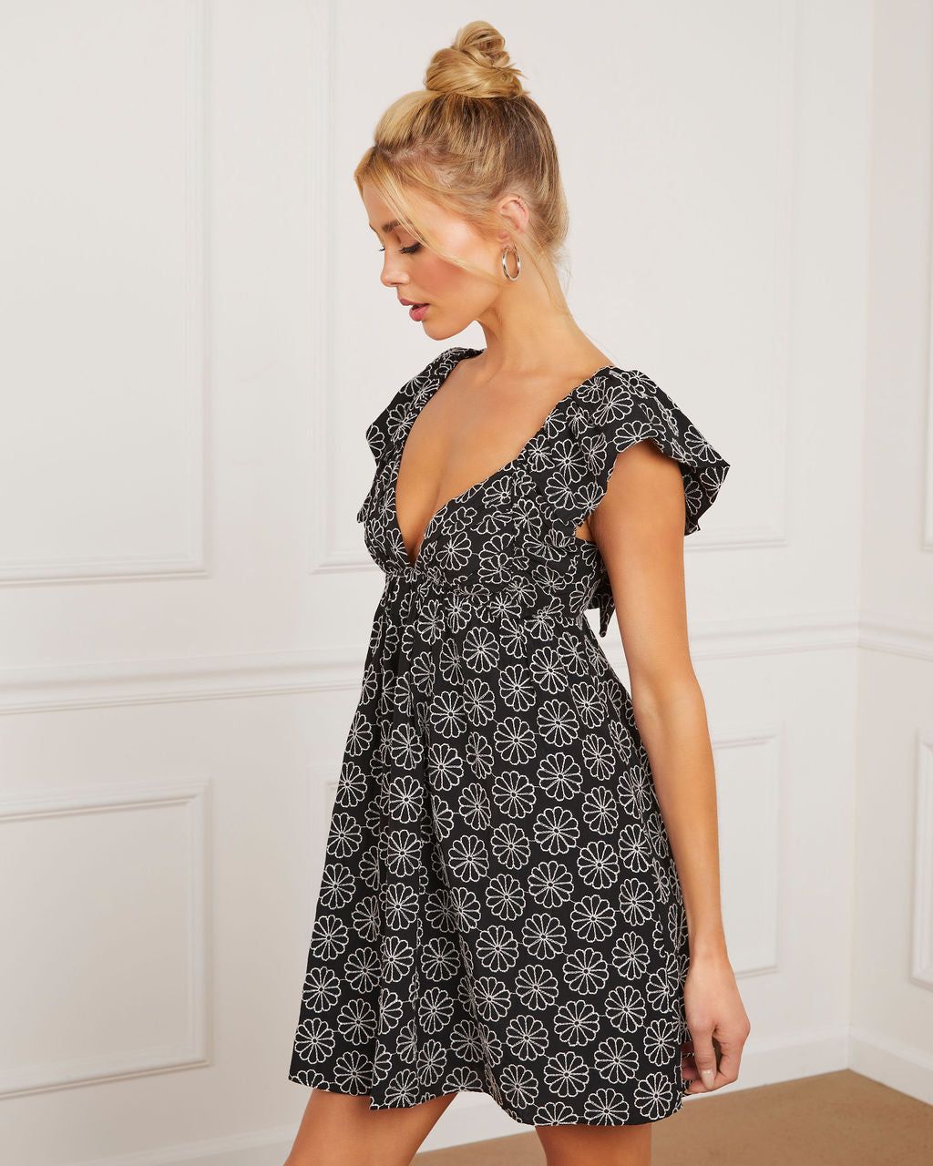 Daniela V-Neck Babydoll Mini Dress sold by Vici product image thumbnail 3