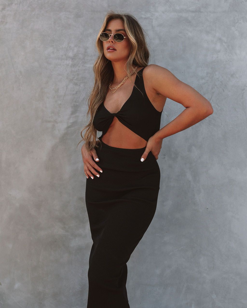 Gem Cutout Knit Midi Dress - Black - FINAL SALE sold by Vici product image thumbnail 6