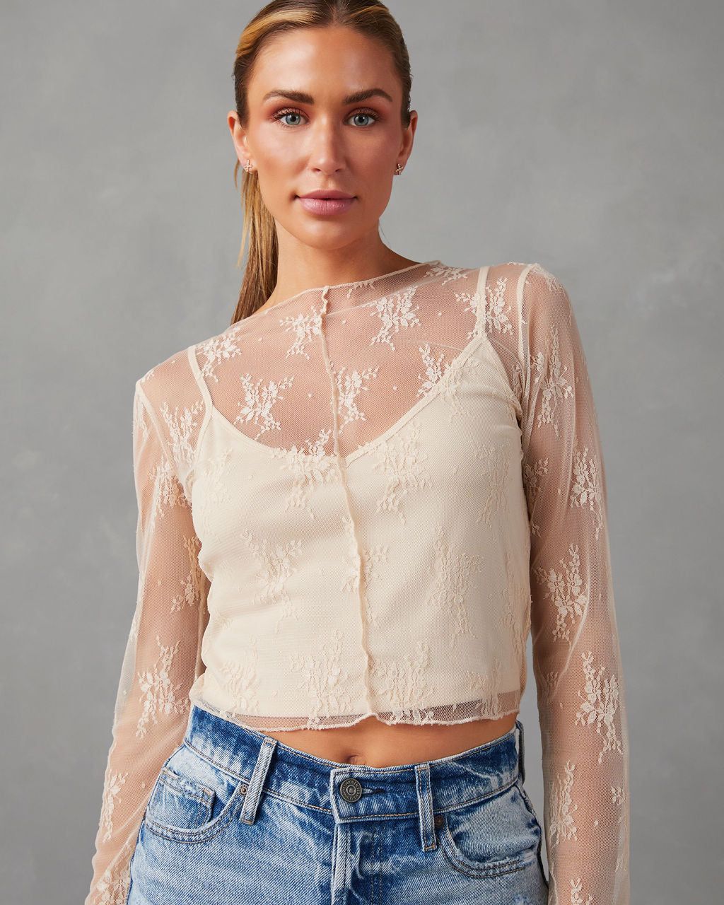 Morgan Lynn Long Sleeve Top - Cream - FINAL SALE sold by Vici