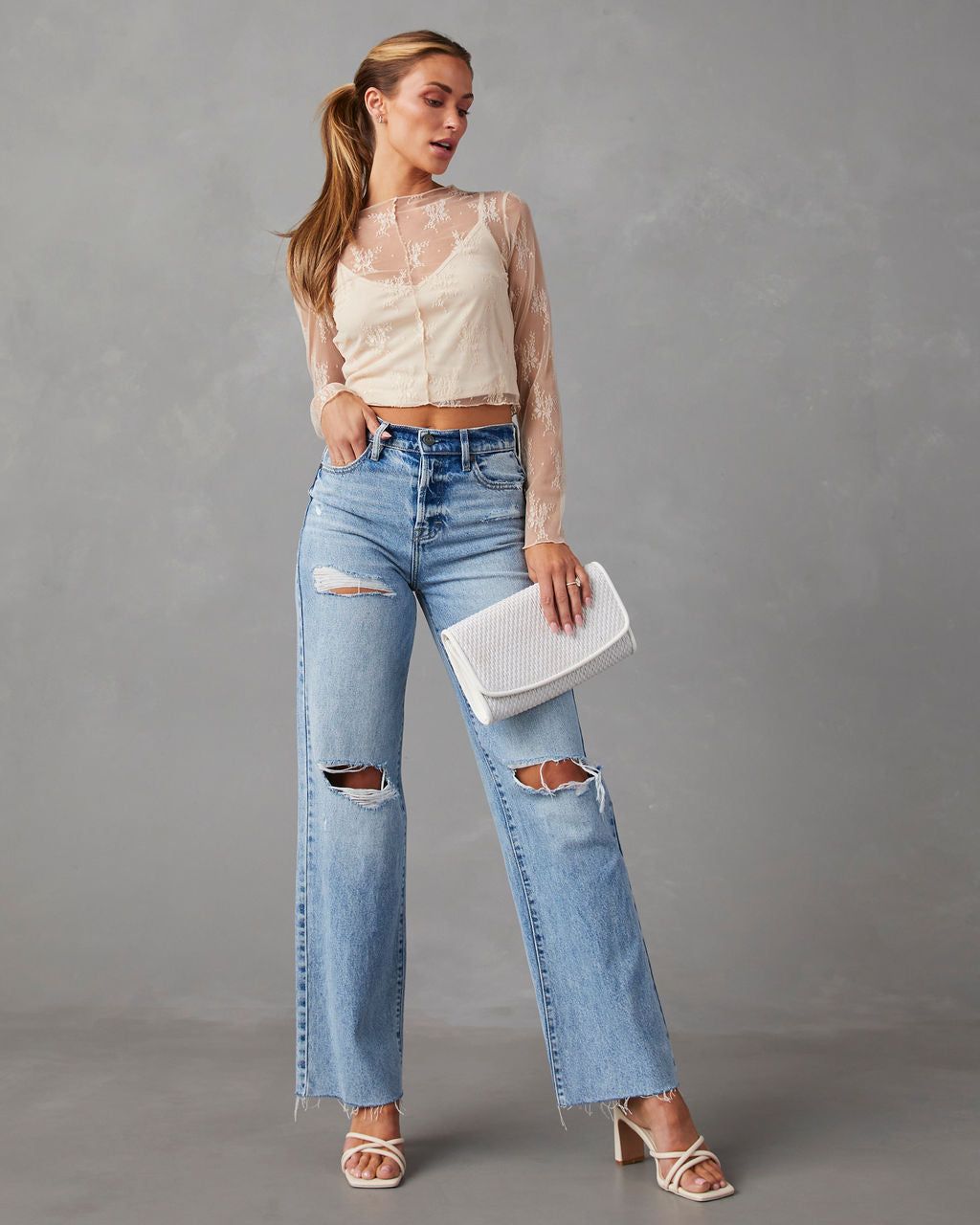 Morgan Lynn Long Sleeve Top - Cream - FINAL SALE sold by Vici product image thumbnail 3