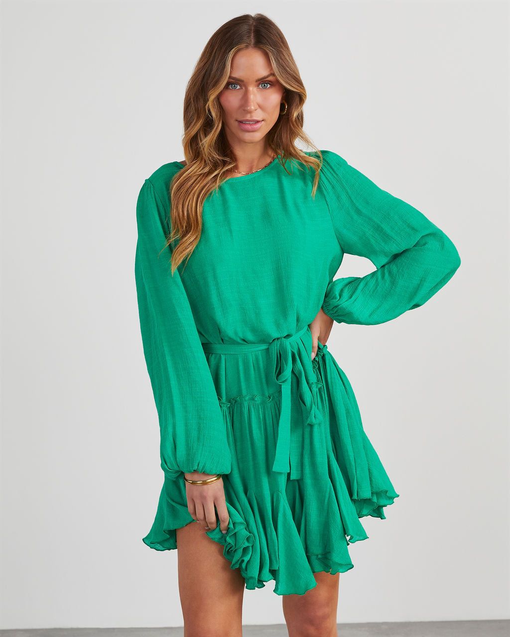 Pippin Tie Waist Mini Dress - Green sold by Vici product image thumbnail 3